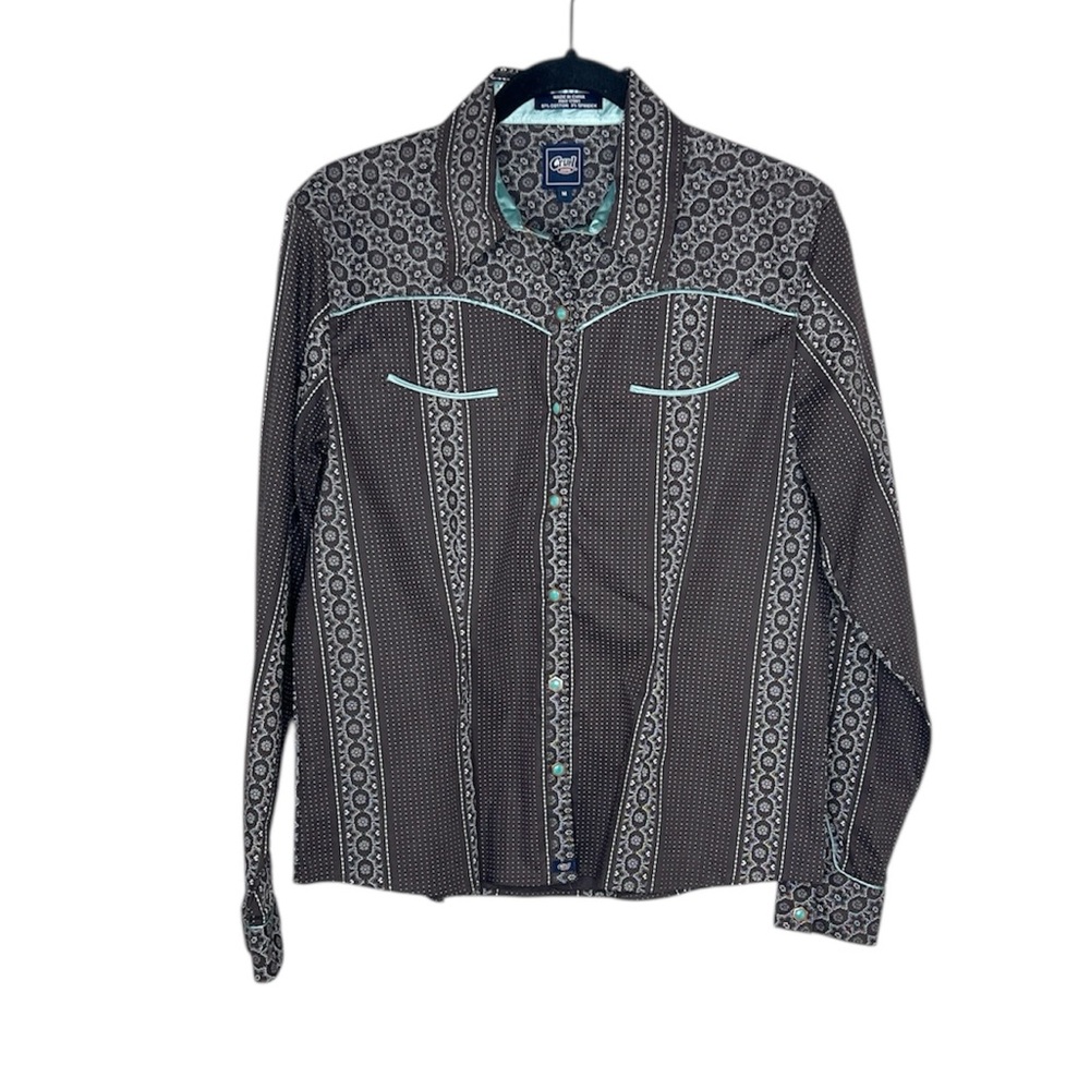 Cruel Girl Western Snap Front Contrast Piping Modern Cowgirl Cotton Blend Top - Picture 13 of 13